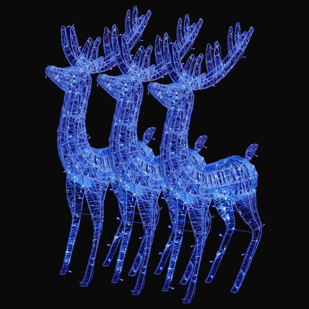 vidaXL XXL Acrylic Christmas Reindeers 250 LED 3 pcs 70.9" Blue. Picture 2