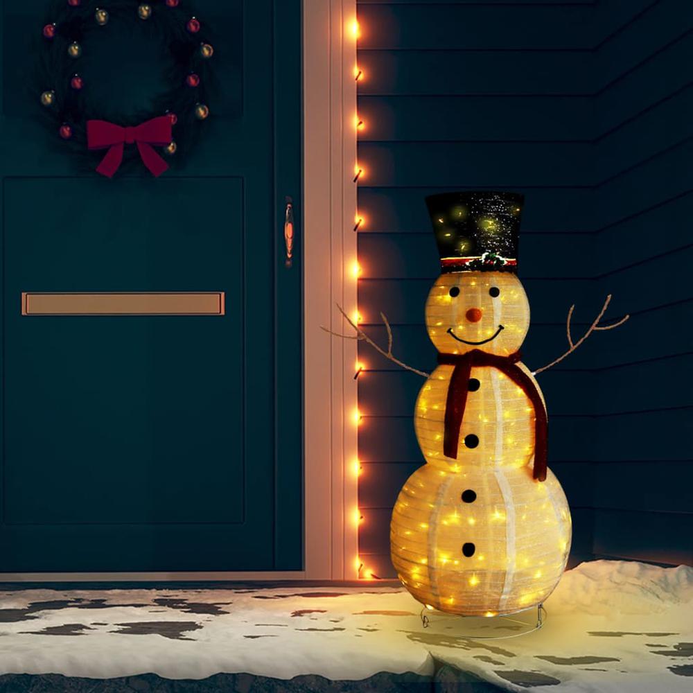 vidaXL Decorative Christmas Snowman Figure LED Luxury Fabric 47.2". Picture 1