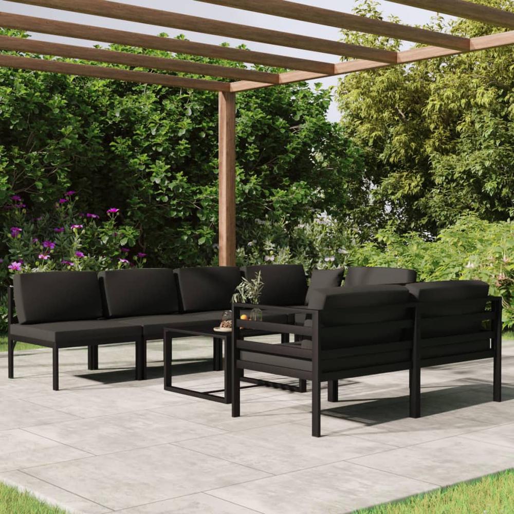 vidaXL 8 Piece Patio Lounge Set with Cushions Aluminum Anthracite, 3107820. Picture 1