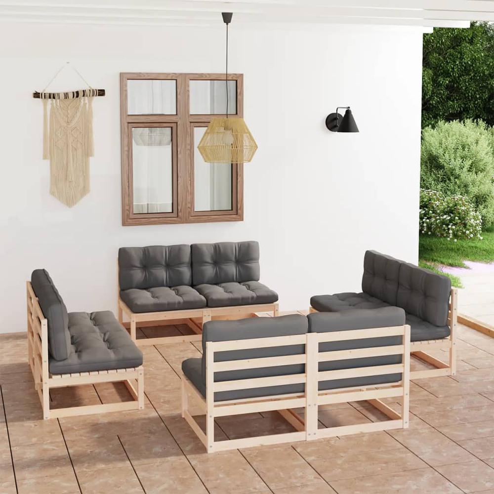 vidaXL 8 Piece Patio Lounge Set with Cushions Solid Pinewood, 3076319. Picture 1