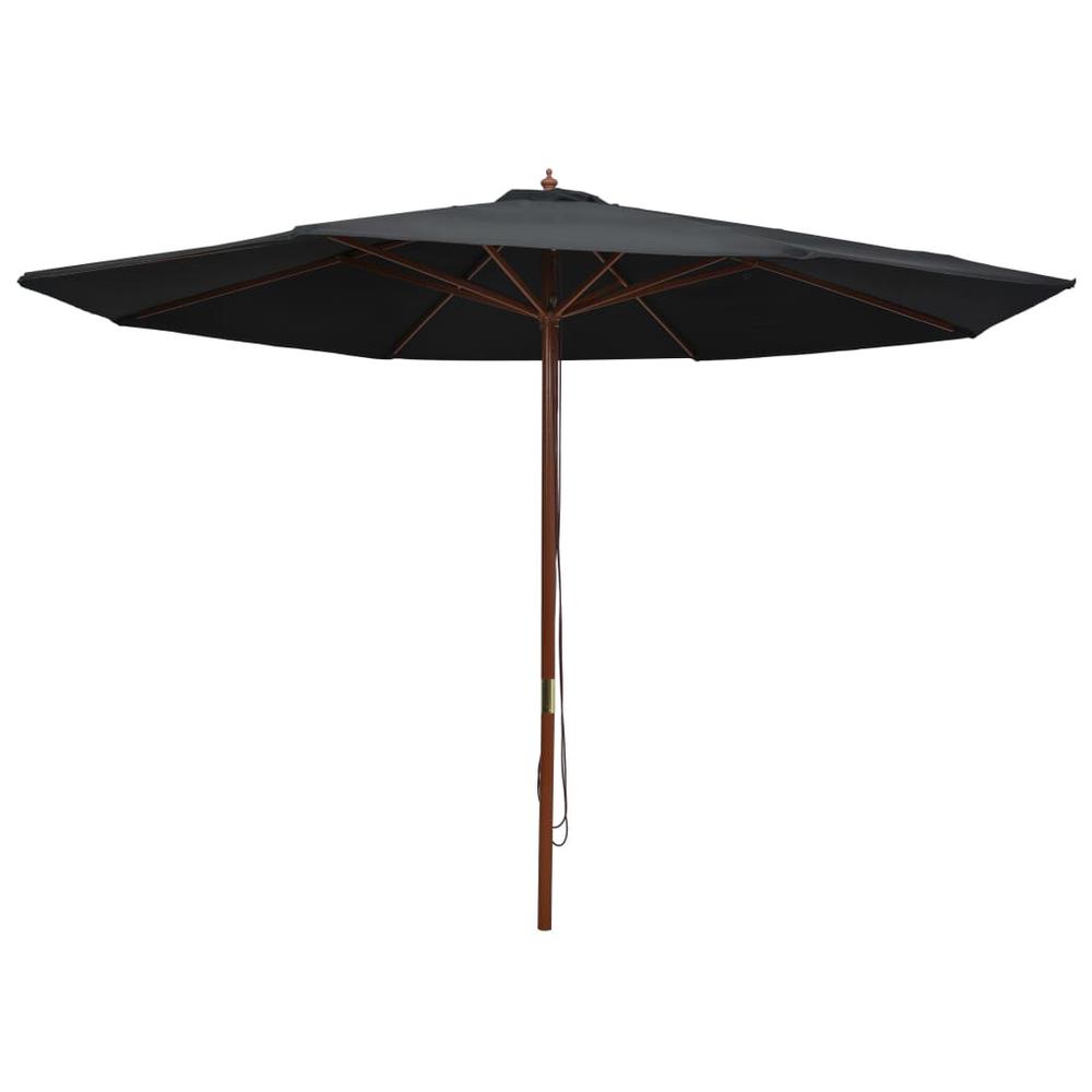 vidaXL Outdoor Parasol with Wooden Pole 137.8" Black. Picture 1
