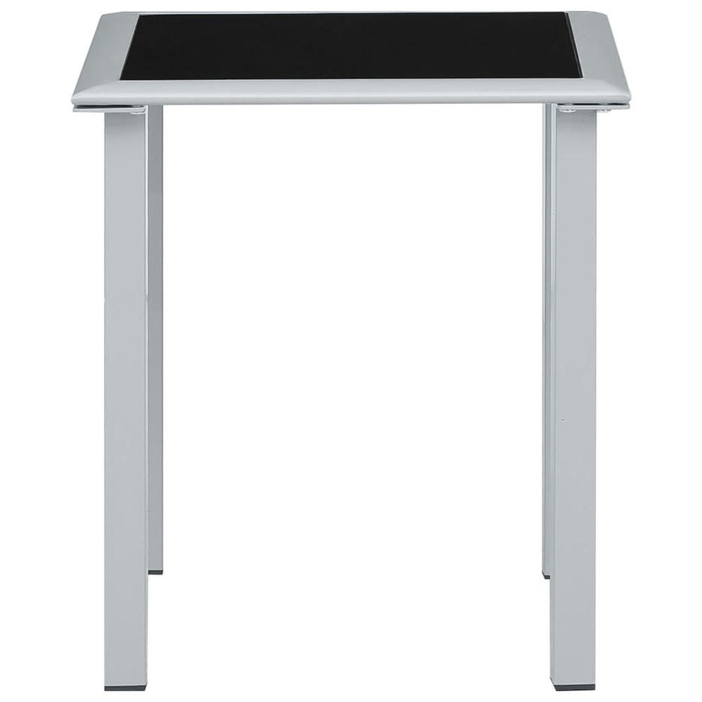 vidaXL Patio Table Black and Silver 16.1"x16.1"x17.7" Steel and Glass. Picture 2