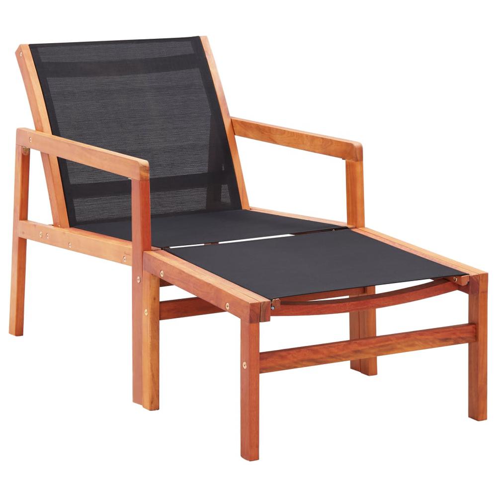 vidaXL Patio Chair with Footrest Solid Eucalyptus Wood and Textilene, 316129. Picture 1