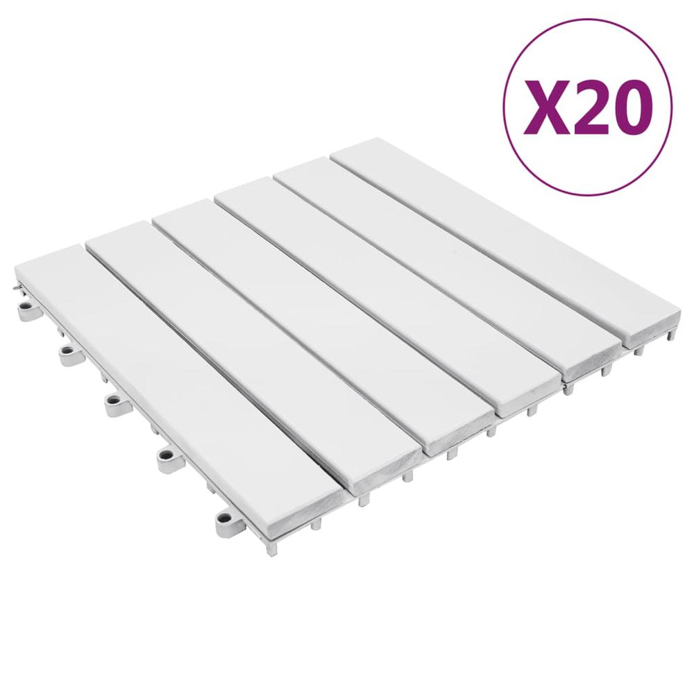 vidaXL Decking Tiles 20 pcs White 11.8"x11.8" Solid Wood Acacia, 3114662. Picture 1