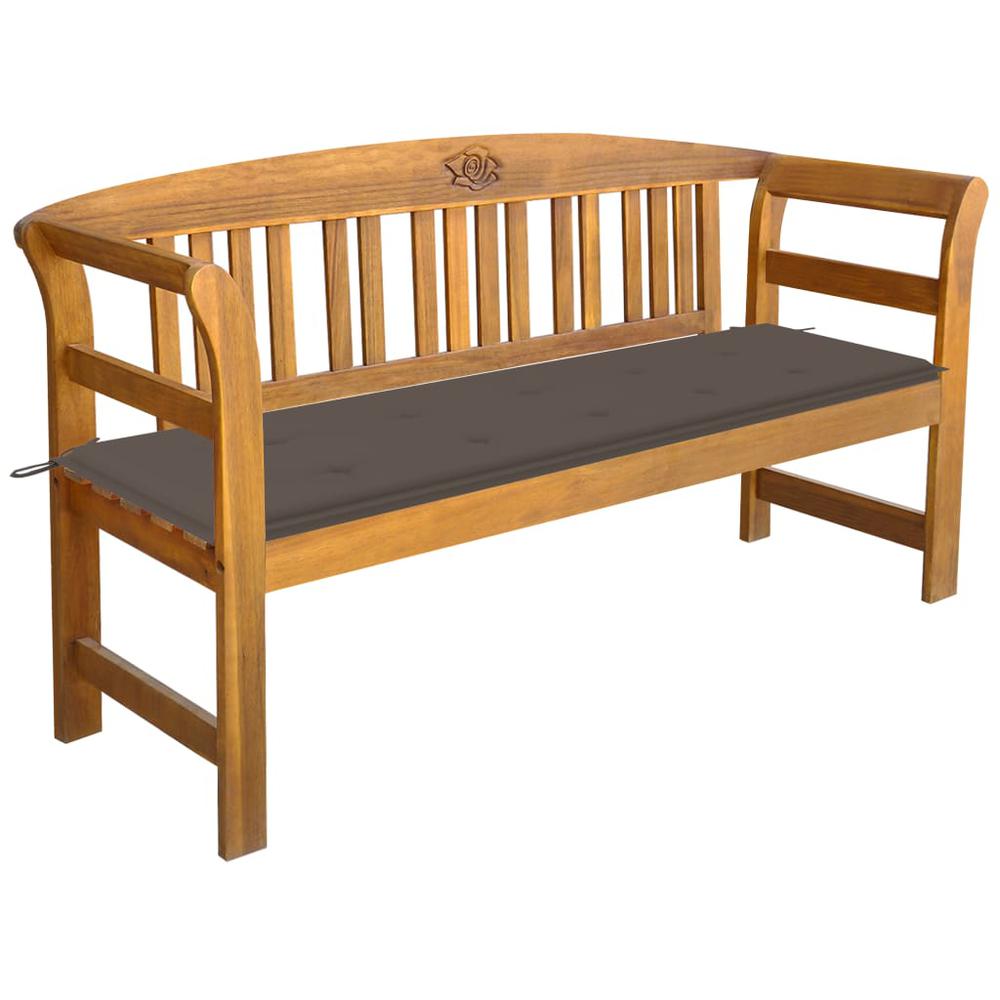 vidaXL Patio Bench with Cushion 61.8" Solid Acacia Wood, 3064274. Picture 1