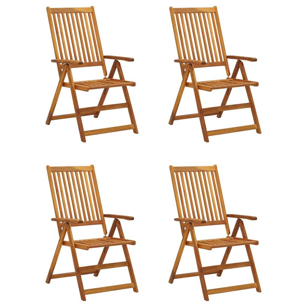 vidaXL Patio Reclining Chairs 4 pcs with Cushions Solid Acacia Wood, 3065352. Picture 2