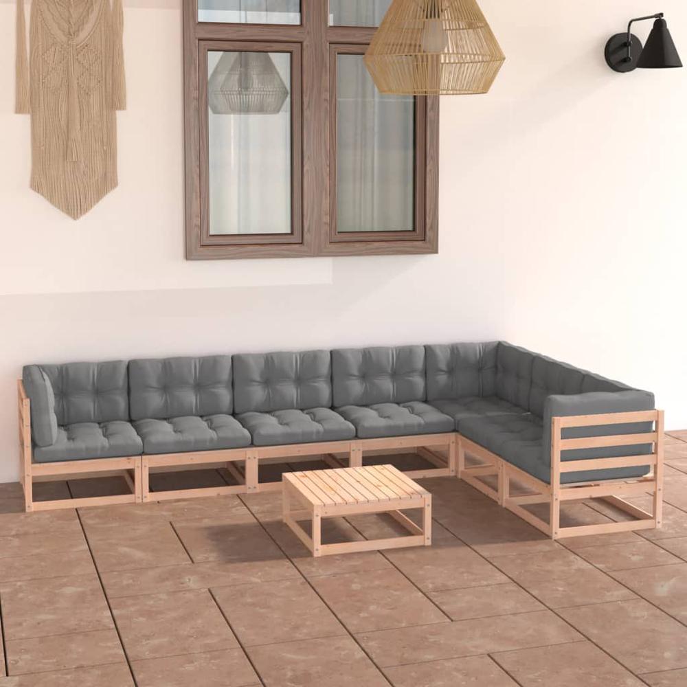 vidaXL 8 Piece Patio Lounge Set with Cushions Solid Pinewood, 3076799. The main picture.