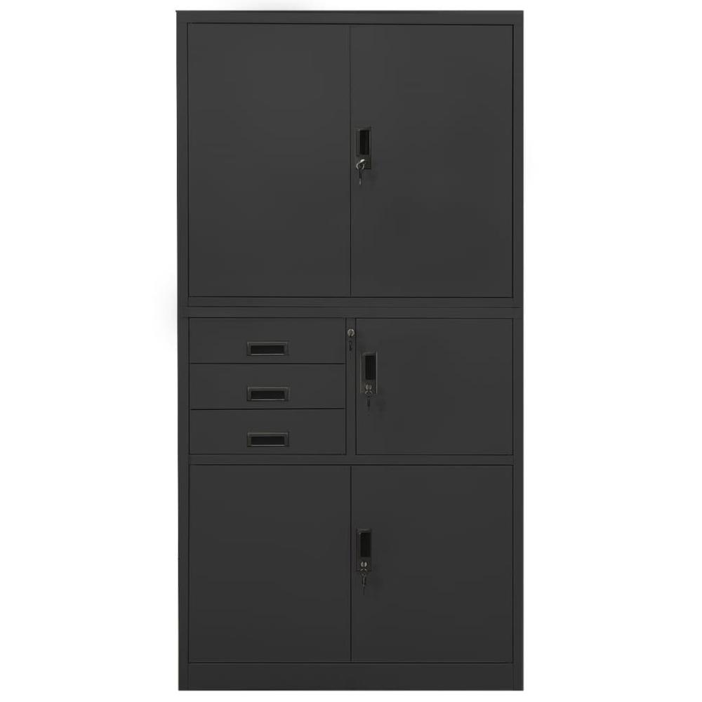 vidaXL Office Cabinet Anthracite 35.4"x15.7"x70.9" Steel, 336416. Picture 2