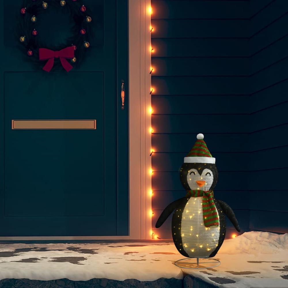 vidaXL Decorative Christmas Snow Penguin Figure LED Luxury Fabric 23.6". Picture 1