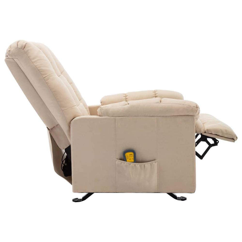 vidaXL Massage Reclining Chair Cream Fabric, 321419. Picture 4