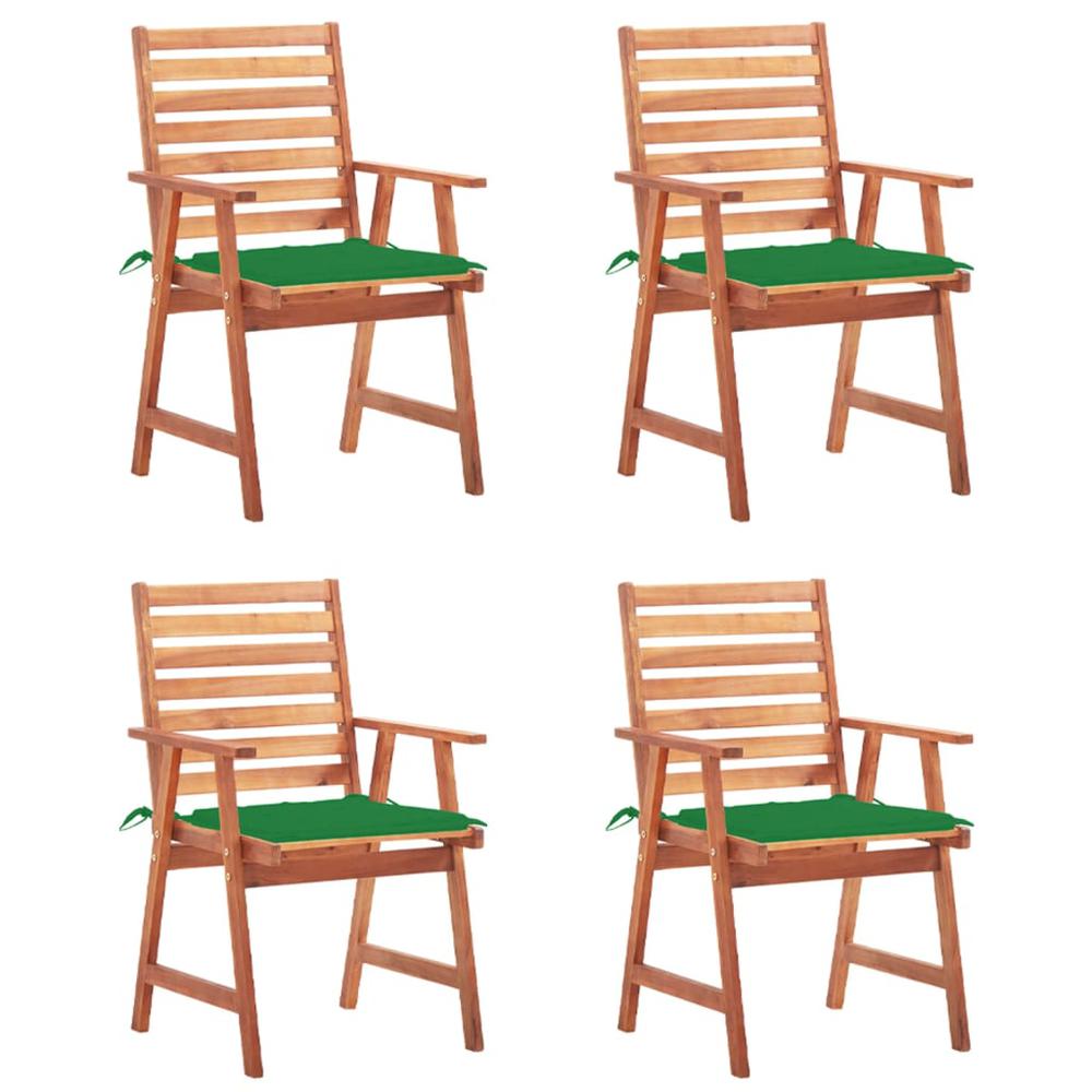 vidaXL Patio Dining Chairs 4 pcs with Cushions Solid Acacia Wood, 3078325. Picture 1