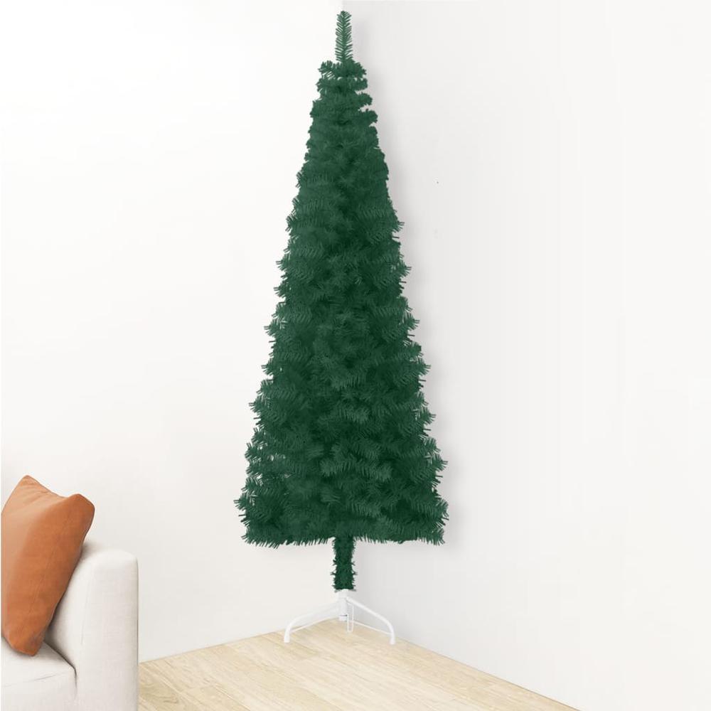 vidaXL Slim Artificial Half Christmas Tree with Stand Green 94.5". Picture 3