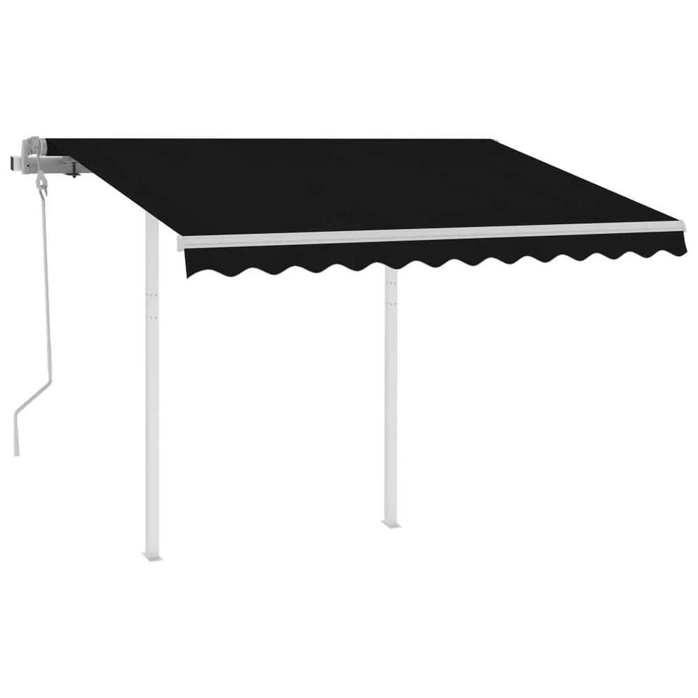 vidaXL Manual Retractable Awning with Posts 9.8'x8.2' Anthracite, 3069899. Picture 2