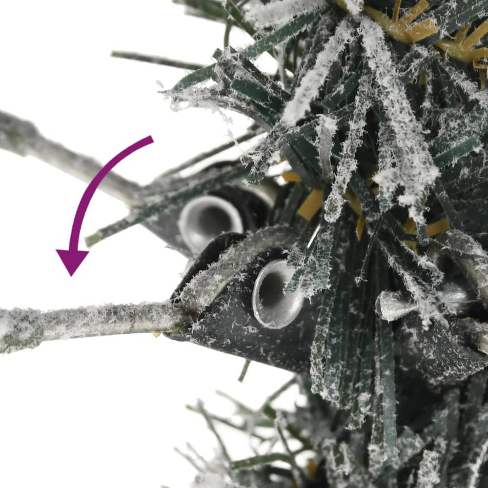 vidaXL Artificial Slim Christmas Tree with Flocked Snow 82.7" PVC&PE. Picture 4