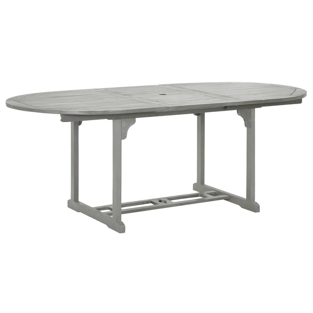 vidaXL Patio Table Gray 78.7"x39.4"x29.5" Solid Acacia Wood. Picture 1