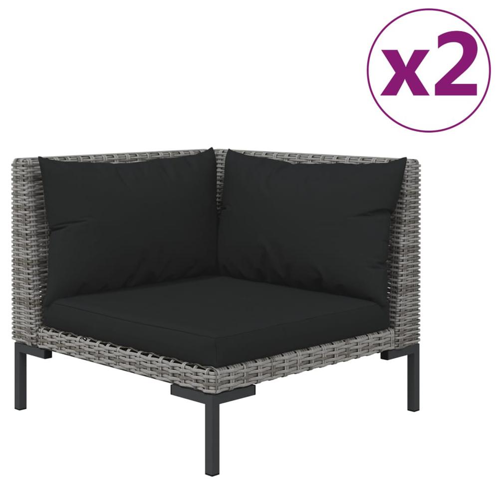 vidaXL Patio Sofas 2pcs with Cushions Half Round Poly Rattan, 318604. Picture 4