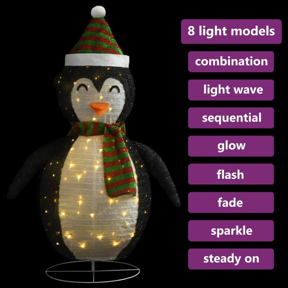 vidaXL Decorative Christmas Snow Penguin Figure LED Luxury Fabric 23.6". Picture 4