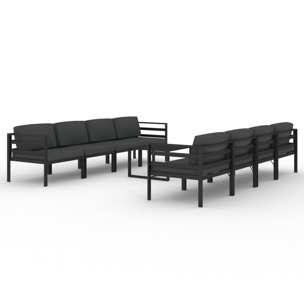 vidaXL 9 Piece Patio Lounge Set with Cushions Aluminum Anthracite, 3107807. Picture 2
