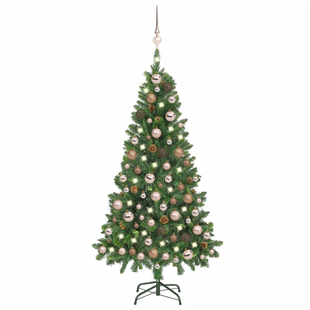 vidaXL Artificial Christmas Tree with LEDs&Ball Set&Pine Cones 59.1", 3077844. Picture 1