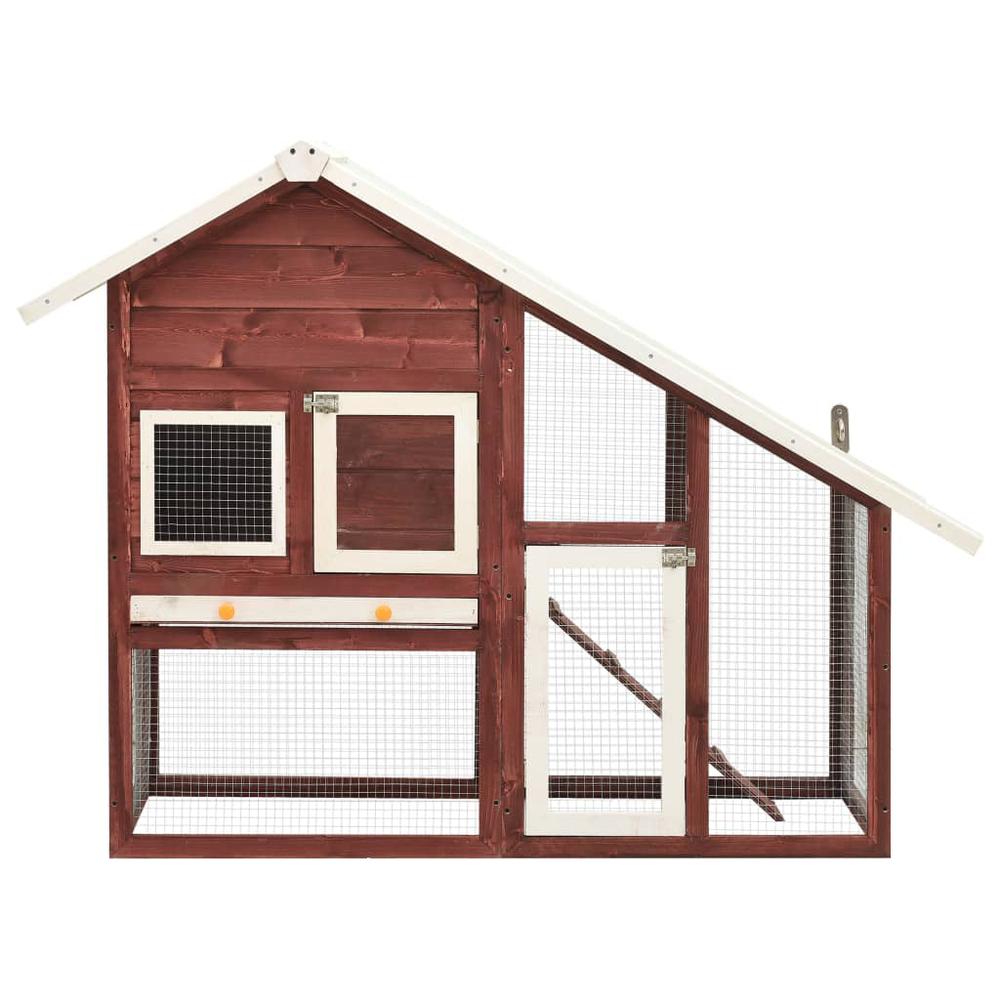vidaXL Rabbit Hutch Mocha and White 55.1"x24.8"x47.2" Solid Firwood. Picture 2