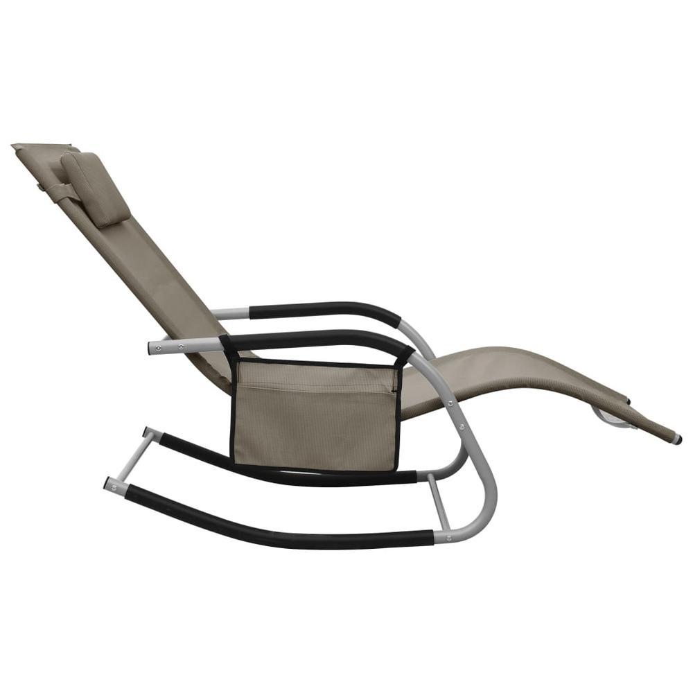 vidaXL Sun Loungers 2 pcs Textilene Taupe and Gray. Picture 4