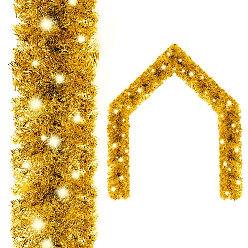 vidaXL Christmas Garland with LED Lights 197" Gold. The main picture.