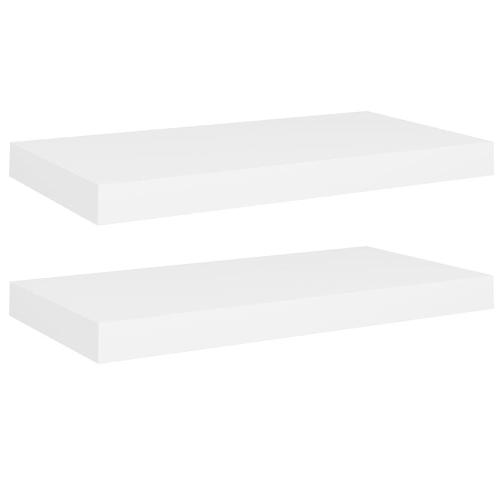 vidaXL Floating Wall Shelves 2 pcs White 19.7"x9.1"x1.5" MDF. Picture 2
