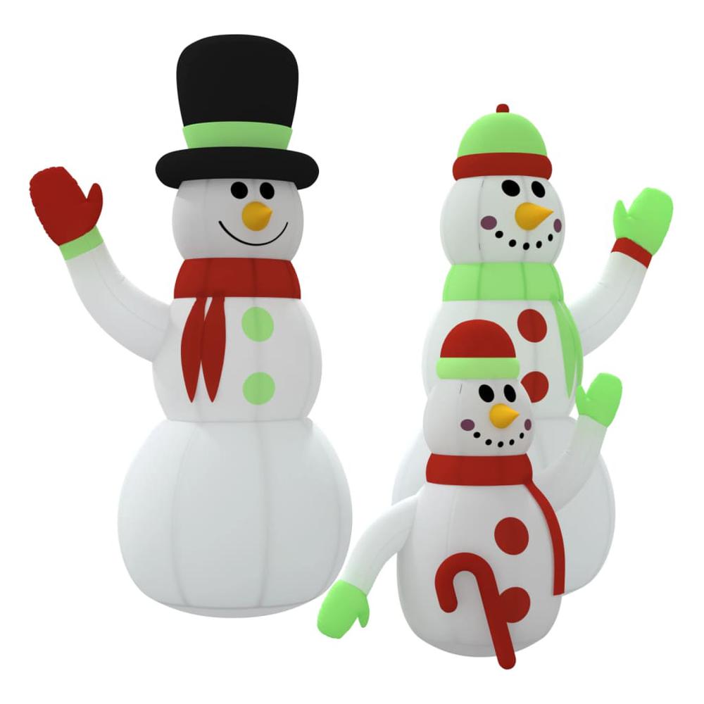 vidaXL Inflatable Snowman Family with LEDs 196.9". Picture 2