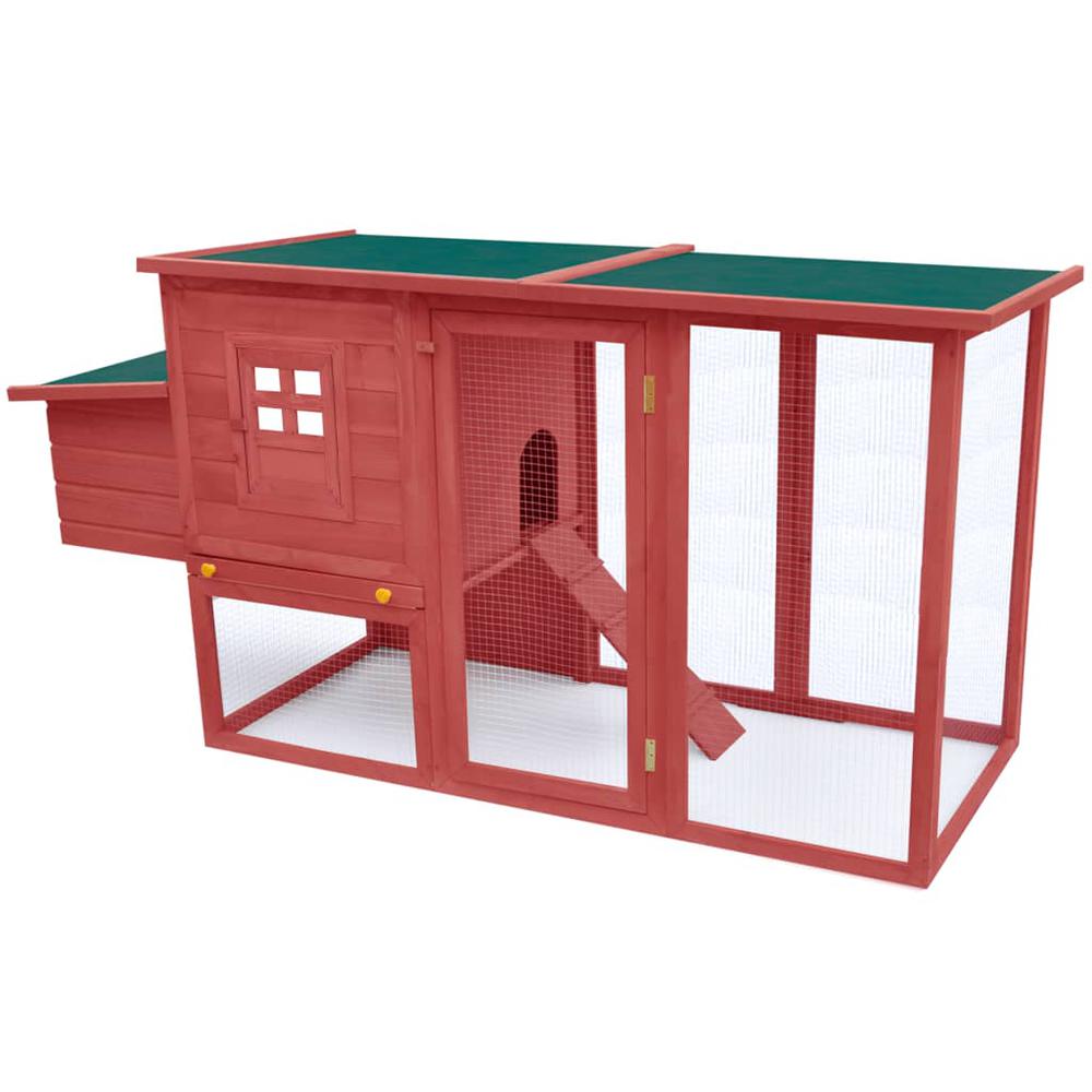 vidaXL Outdoor Chicken Cage Hen House with 1 Egg Cage Red Wood. Picture 2