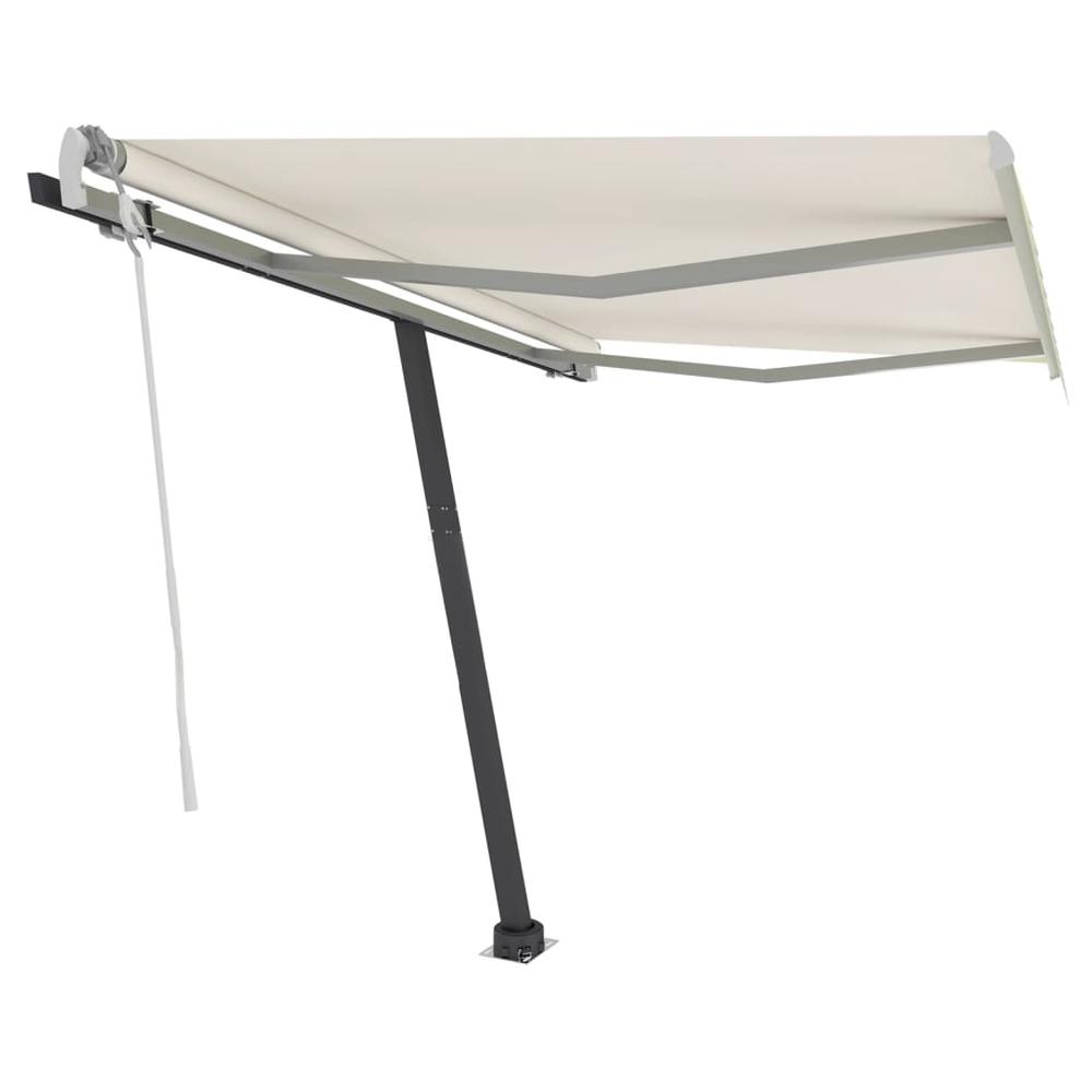 vidaXL Manual Retractable Awning with LED 118.1"x98.4" Cream. Picture 2