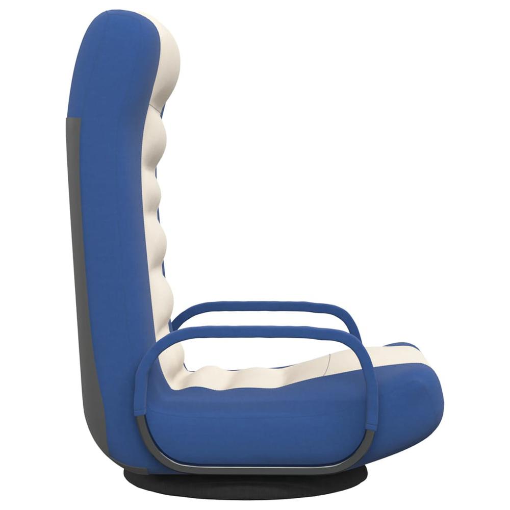 vidaXL Swivel Floor Chair Blue and Cream Fabric. Picture 4