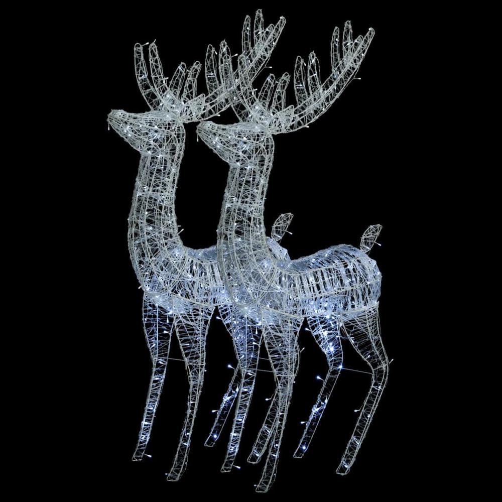vidaXL XXL Acrylic Christmas Reindeers 250 LED 2 pcs 70.9" Cold white. Picture 2