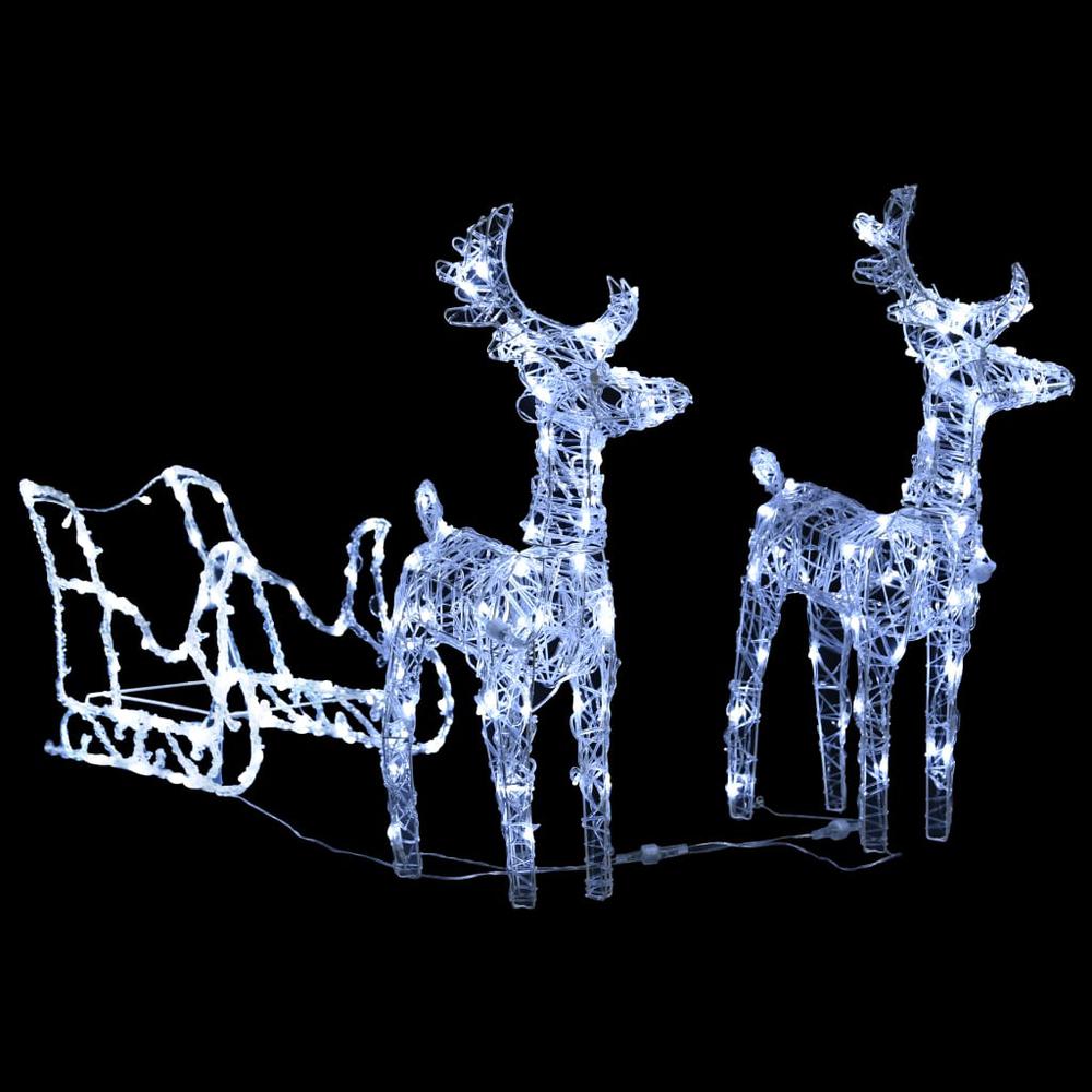 vidaXL Reindeers & Sleigh Christmas Decoration 160 LEDs 51.2" Acrylic, 289979. Picture 3