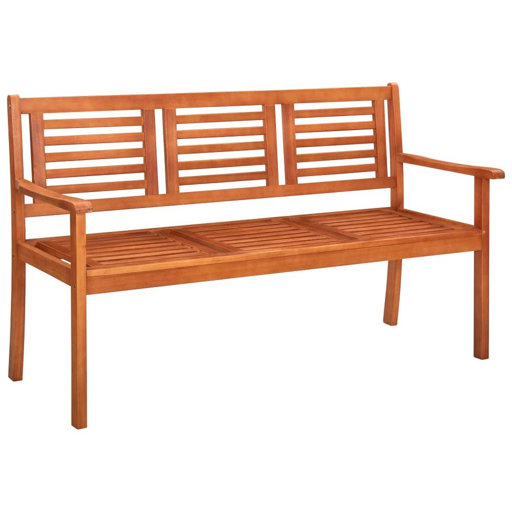 vidaXL 3-Seater Patio Bench with Cushion 59.1" Solid Eucalyptus Wood, 3061002. Picture 2