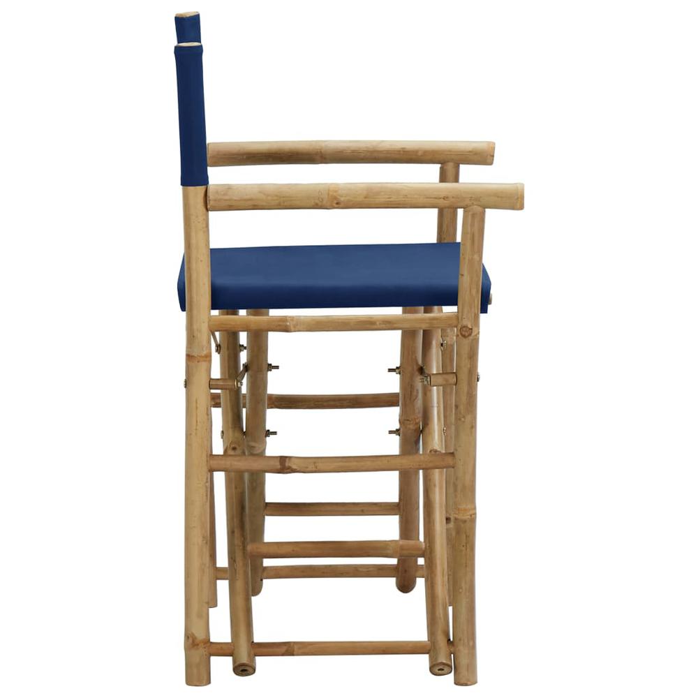vidaXL Folding Director's Chairs 2 pcs Blue Bamboo and Fabric. Picture 4