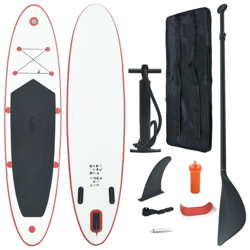 vidaXL Stand Up Paddle Board Set SUP Surfboard Inflatable Red and White, 92201. Picture 1