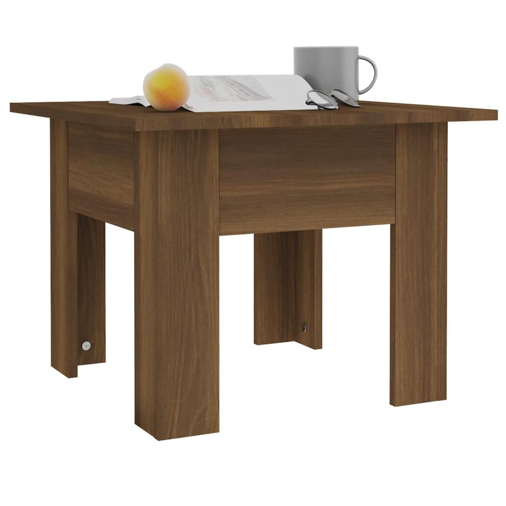vidaXL Coffee Table Brown Oak 21.7"x21.7"x16.5" Engineered Wood, 813070. Picture 4