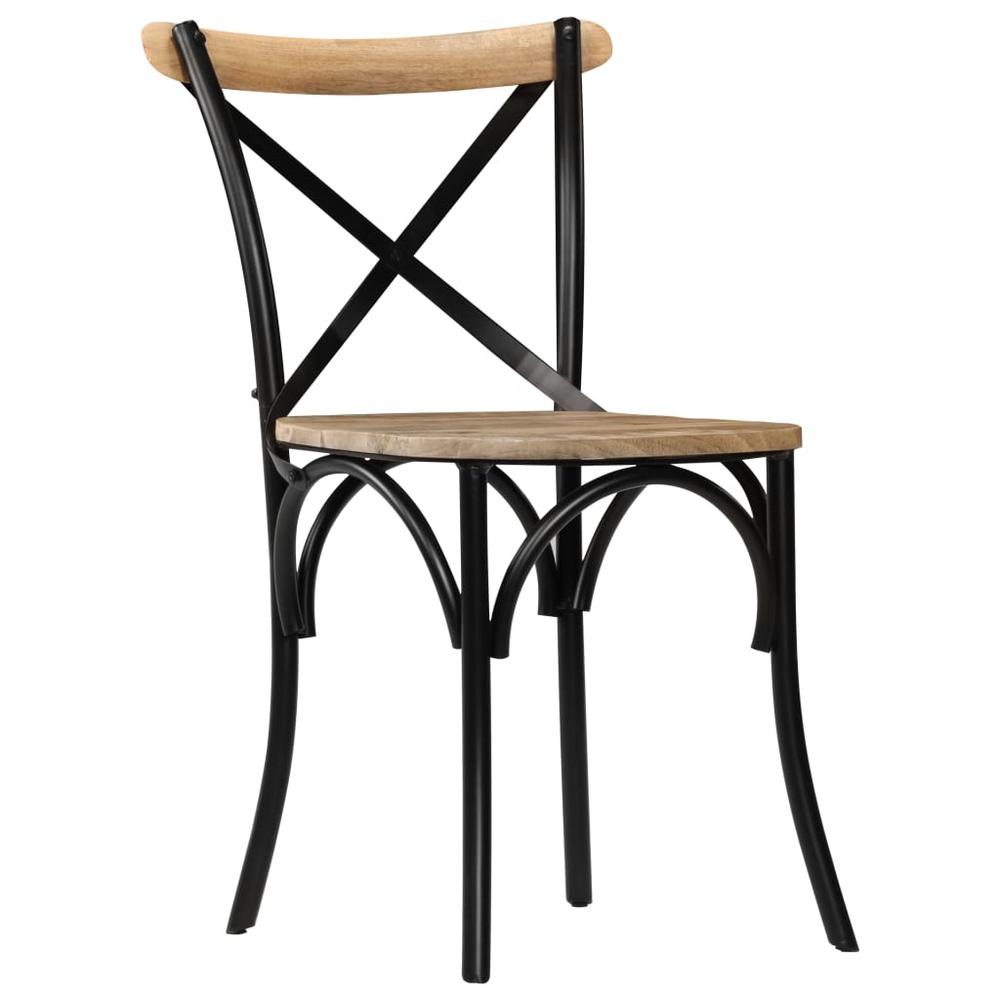 vidaXL Cross Chairs 4 pcs Black Solid Mango Wood. Picture 3