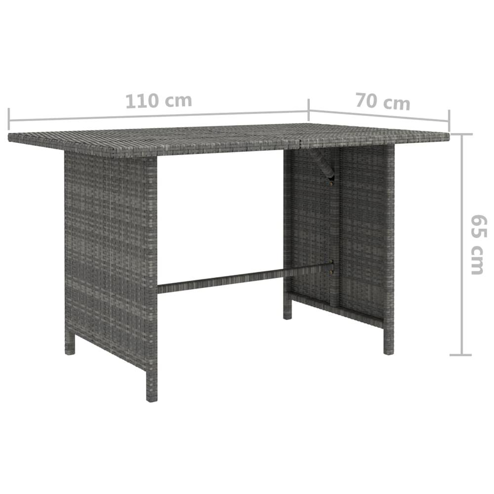 vidaXL Patio Dining Table Gray 43.3"x27.6"x25.6" Poly Rattan. Picture 4