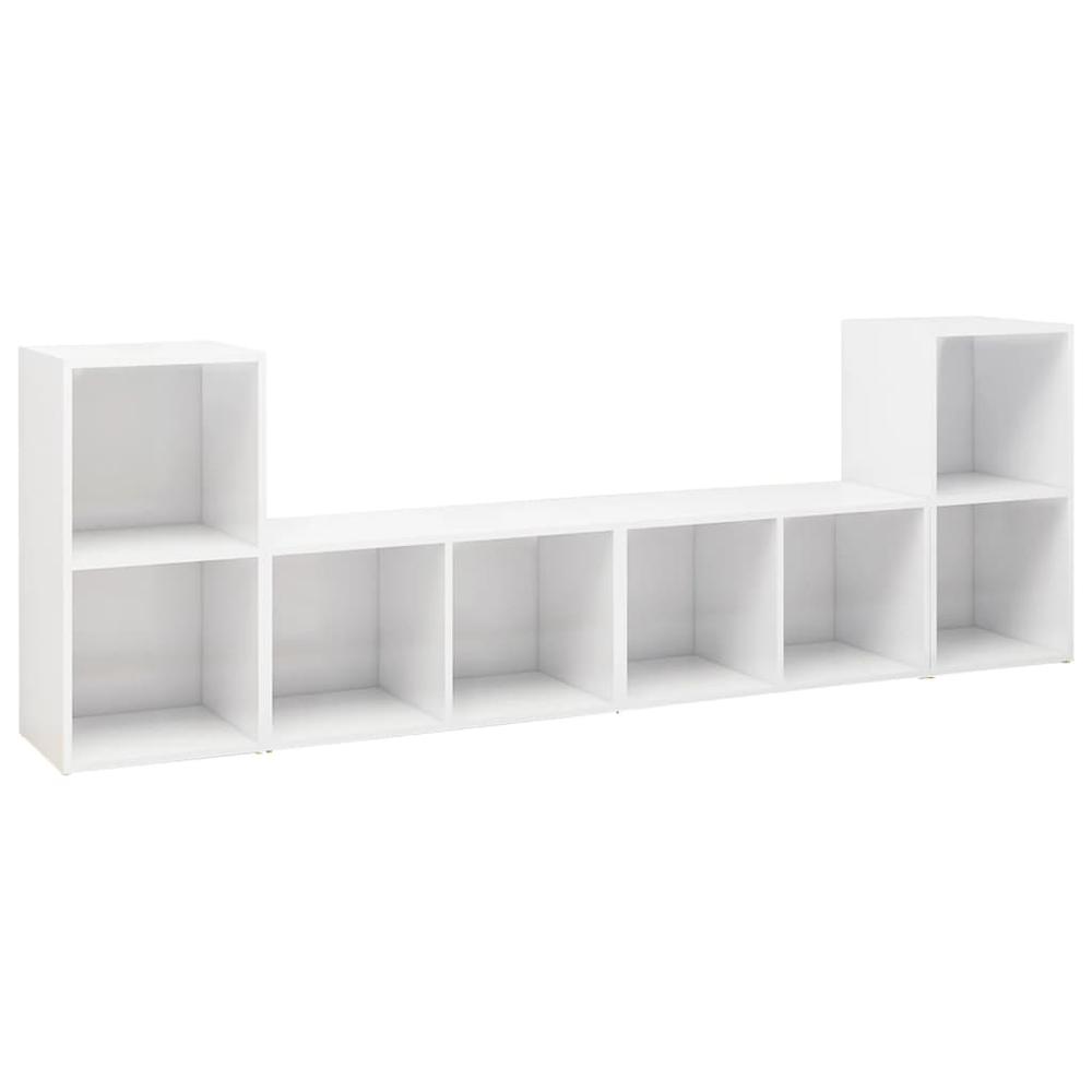 vidaXL TV Cabinets 4 pcs High Gloss White 28.3"x13.8"x14.4" Engineered Wood. Picture 2