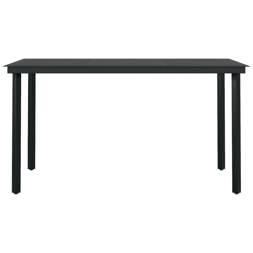vidaXL Patio Dining Table Black 55.1"x27.6"x29.1" Steel and Glass, 318747. Picture 3