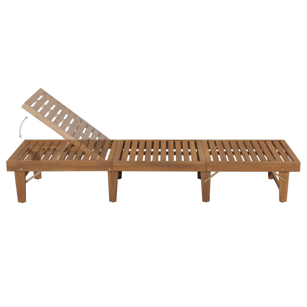 vidaXL Folding Sun Lounger with Cushion Solid Acacia Wood, 3064169. Picture 3