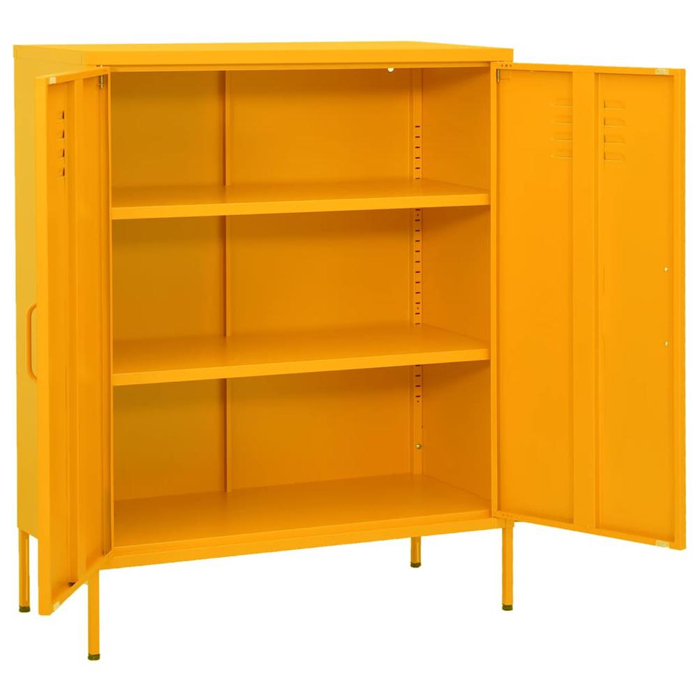 vidaXL Storage Cabinet Mustard Yellow 31.5"x13.8"x40" Steel, 336164. Picture 2