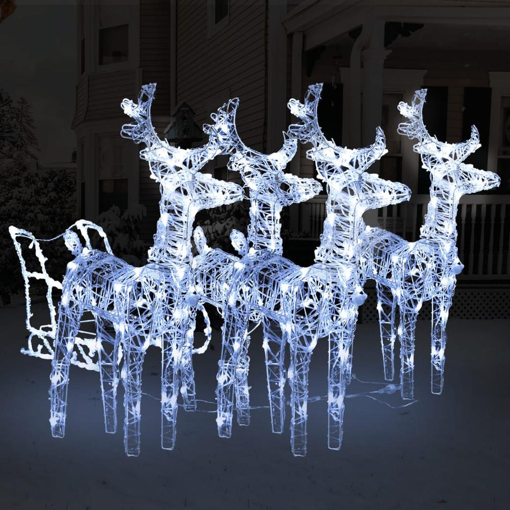 vidaXL Reindeers & Sleigh Christmas Decoration 240 LEDs Acrylic, 3100420. Picture 1