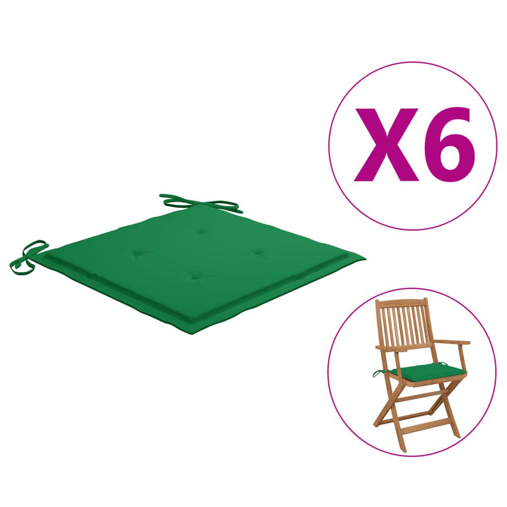 vidaXL Garden Chair Cushions 6 pcs Green 15.7"x15.7"x1.2" Fabric. Picture 1