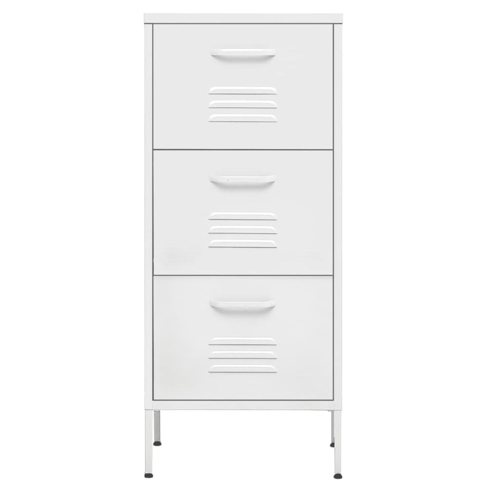 vidaXL Storage Cabinet White 16.7"x13.8"x40" Steel, 336188. Picture 3