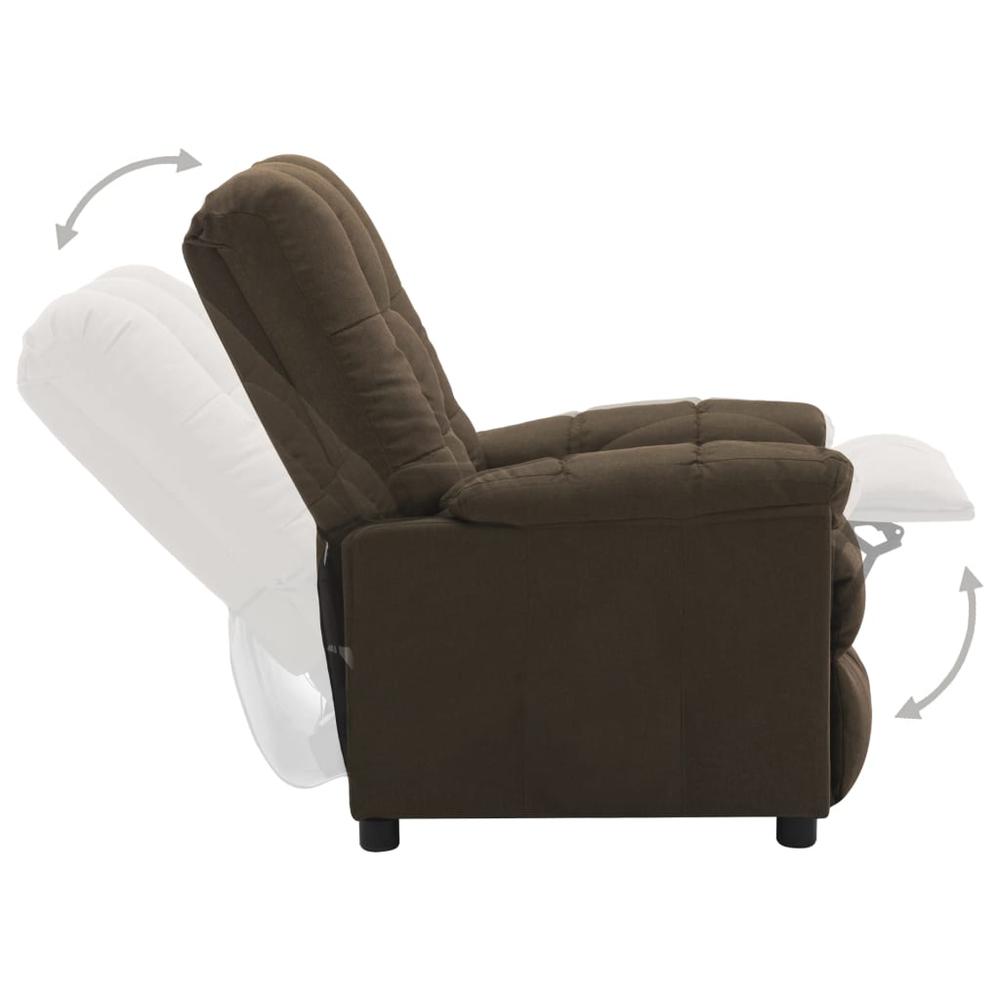 vidaXL Electric Recliner Brown Fabric. Picture 4