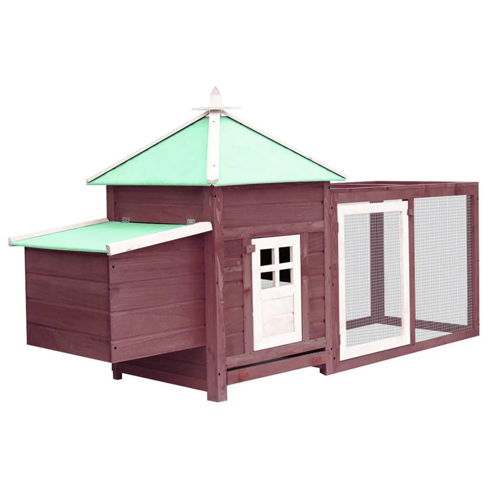 vidaXL Chicken Coop with Nest Box Mocha 74.8"x28.3"x40.2" Solid Firwood. Picture 1