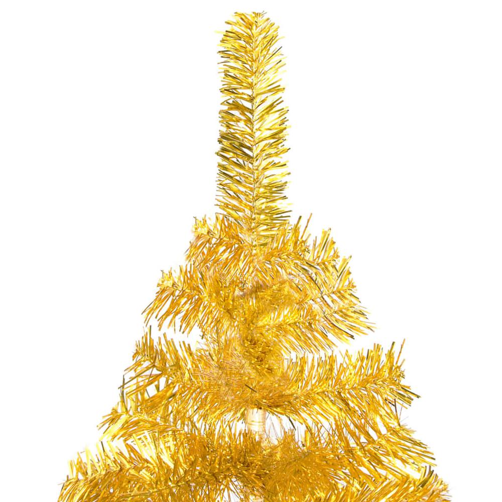 vidaXL Artificial Christmas Tree with LEDs&Stand Gold 94.5" PET. Picture 4