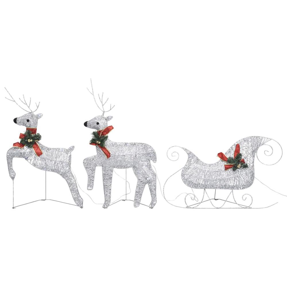 vidaXL Reindeer & Sleigh Christmas Decoration 140 LEDs Outdoor Silver. Picture 4